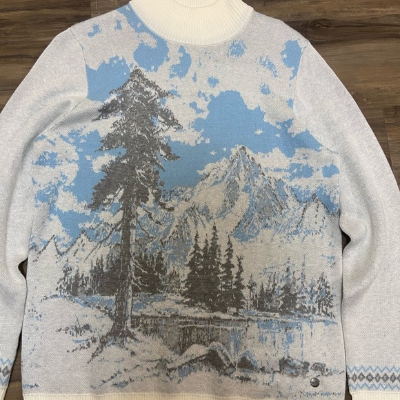 Northern Reflections Scenic Turtleneck Sweater in Blue and White - Picture 2 of 7